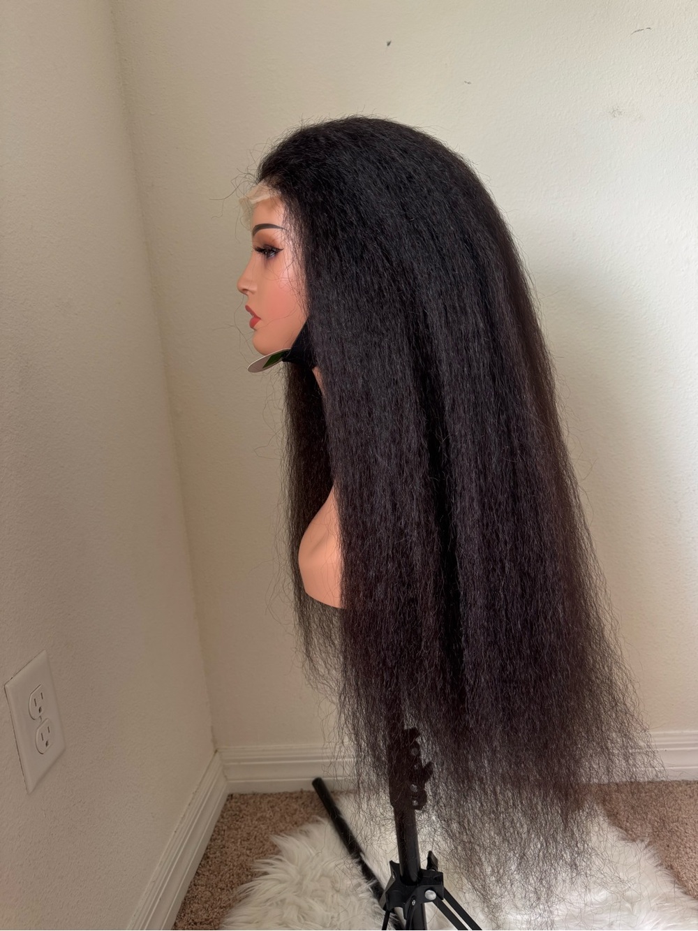 30 inch 4x4 250 density Long Kinky Straight Lace Front Wig — color Black 1B